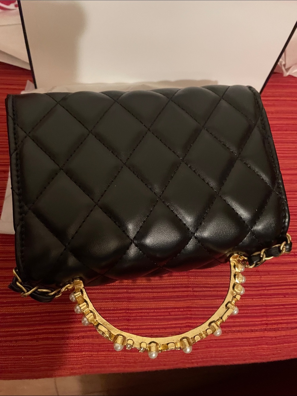 Beaute VIP Black Quilted Mini Top-Handle Bag with Gold Hardware - Picture 17 of 17
